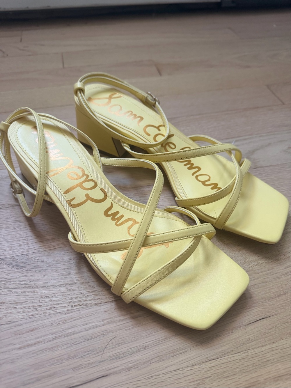 NWOT Sam Edelman Yellow Strappy Heels
